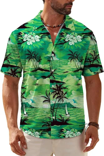 Miniatura 25 de KYKU Hawaiian Shirt for Men: Tropical Summer Beach Short Sleeve Button Down Shirt with Pocket