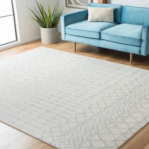 SAFAVIEH Alfombra de área de 12 x 15 pies, colección Tulum, grande, color marfil y gris claro, diseño marroquí bohemio envejecido, no desprende