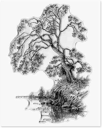 Tree by The River Sellos transparentes para hacer tarjetas, álbumes de recortes, decoración de bricolaje, sello transparente de fondo para