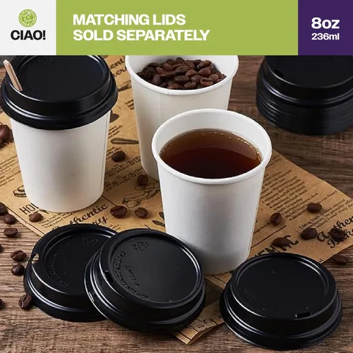Miniatura 7 de CIAO! Vaso de papel desechable para bebidas calientes de 8oz, blanco, diámetro de 80mm, 1,000
