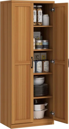 Miniatura 10 de HOMCOM Despensa de cocina de 2 puertas de 63", armario de almacenamiento independiente con estantería de 5 niveles y 2 estantes ajustables