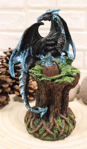 Miniatura 8 de Ebros Blue Midnight Dragon Mother Guarding Huevo translúcido con luz nocturna LED, figura como Calabozos y Dragones, decoración de fantasía