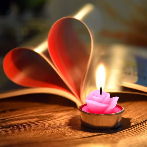 Miniatura 4 de TecUnite 12 velas de rosas hechas a mano, delicadas velas de rosas para San Valentín, spa, fiesta, boda, regalo para decoración del hogar (rosa)
