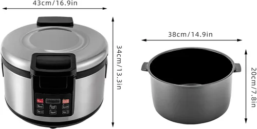 Miniatura 2 de Calentador de arroz eléctrico, calentador de arroz comercial de acero inoxidable resistente, con ajustes de temperatura, olla de arroz, calentador