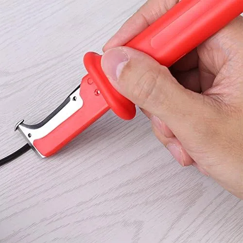 Miniatura 9 de Herramienta peladora de cuchillos para cables, cortador de cables con aislamiento eléctrico, cortador de mano con cubierta roja, cuchillo de cable