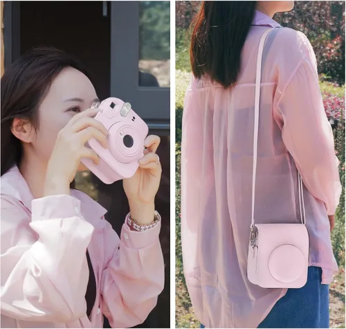 Miniatura 6 de MUZIRI KINOKOO Funda protectora para cámara instantánea Instax Mini 12 – Bolsa de transporte de piel sintética para cámara Mini 12 con bolsillo