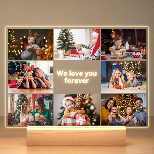 Marcos de fotos personalizados con fotos, marco de fotos personalizado, marco de fotos personalizado con luz nocturna, regalos de fotos Estilo 09