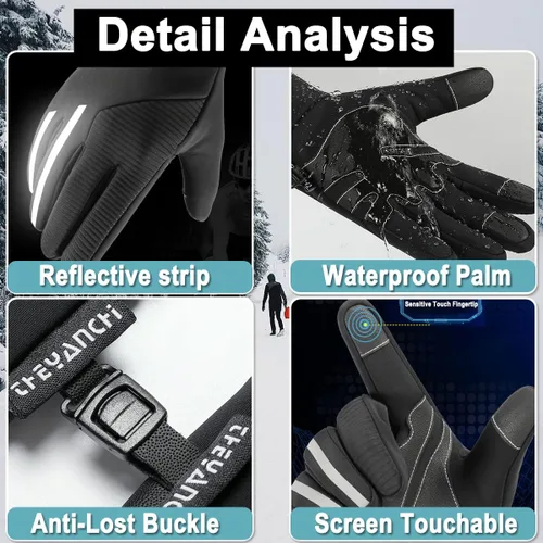 Miniatura 5 de Weitars Guantes de invierno para hombres y mujeres, guantes impermeables, guantes térmicos para el trabajo, guantes deportivos para correr