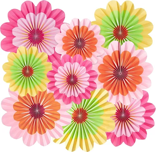 Miniatura 14 de SUNBEAUTY Abanicos de papel dorados y negros para fondo de fiesta de té, boda, primavera, cumpleaños, aula, baby shower, Halloween, decoración