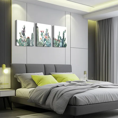 Miniatura 6 de Lienzo decorativo para pared de dormitorio, sala de estar, impresiones en lienzo, obras de arte, decoración de pared de baño, plantas verdes, Verde