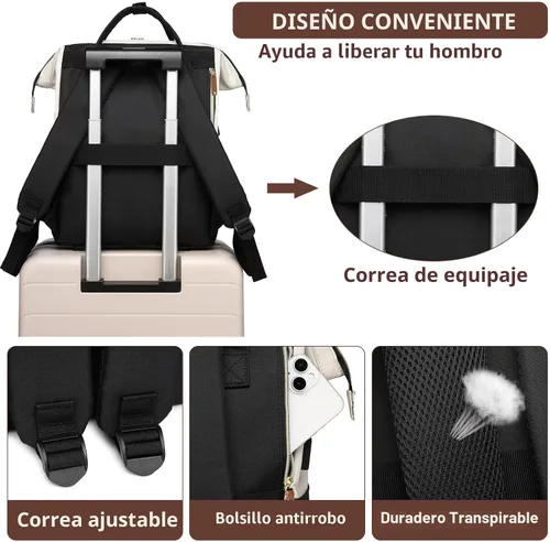 Miniatura 4 de Focdod - Mochila para mujer de 15.6 pulgadas: mochila para computadora portátil, bolsas de trabajo, mochilas con cargador USB, mochila escolar