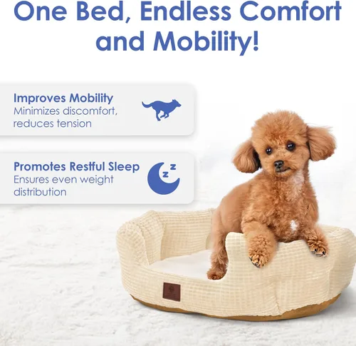 Miniatura 3 de American Kennel Club Cama para perro de 26 pulgadas, textura de palomitas de maíz, lavable, antideslizante, para perros medianos y grandes