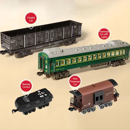 Miniatura 9 de Tren de Navidad eléctrico RC modelo con carro y pista larga, (modelo 62904B/versión de control remoto)