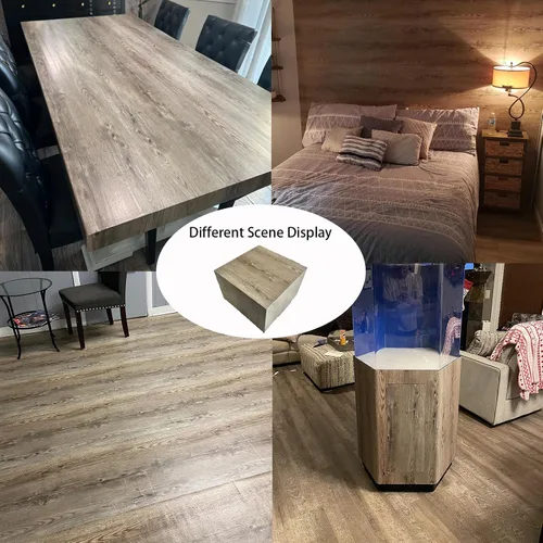 Miniatura 6 de GloryTik Papel de contacto de grano de madera marrón gris de 118 x 17.7 pulgadas, papel tapiz de madera sintética para despegar y pegar, extraíble