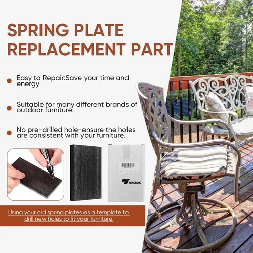 Miniatura 4 de Tondiamo 10 placas de resorte para silla de patio, placas de resorte giratorias negras de fibra de vidrio, piezas de repuesto para muebles
