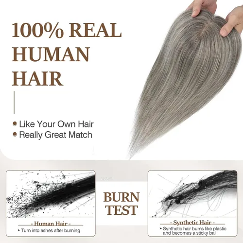 Miniatura 32 de Rich Choices Pelucas con topper de cabello para mujeres, cabello humano real 100% Remy, sin flequillo, para mujeres con adelgazamiento en la parte