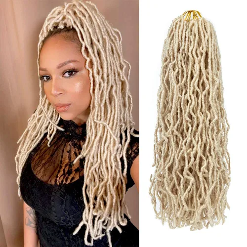 Miniatura 9 de Umylar - Paquetes de 7 rastas sintéticas de ganchillo de 24 pulgadas / 61 cm., extensiones de rastas suaves de diosa, cabello sintético de ganchillo