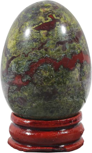 Miniatura 15 de Fekuar Figura de huevo de piedra, cristal curativo pulido, escultura de esfera con soporte de madera, obsidiana negra natural, 1.8 pulgadas