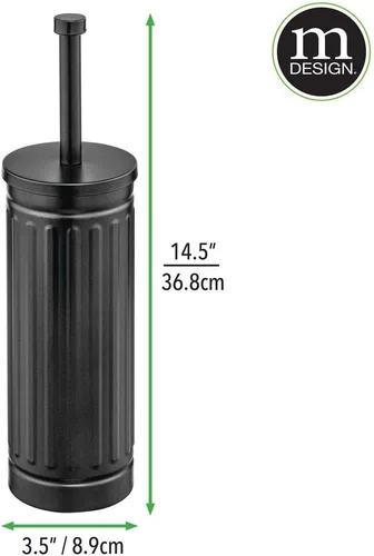 Miniatura 7 de mDesign Cepillo de inodoro compacto de metal, cubo de basura rectangular, cubo de basura/cubo de reciclaje combinado para limpieza y almacenamiento