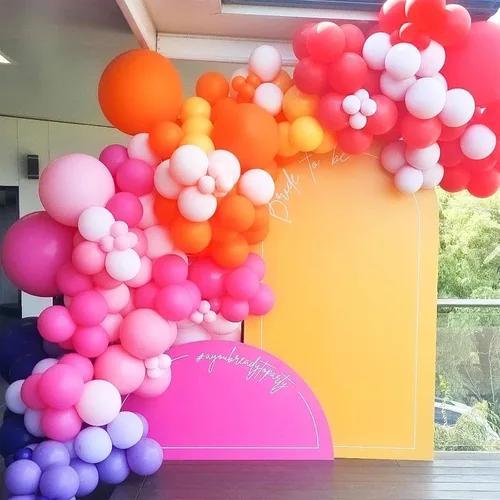 Miniatura 5 de Kit de arco de guirnalda de globos rosados, kit de arco de globos de color rosa, amarillo y naranja, globos de látex para fiesta de cumpleaños, baby