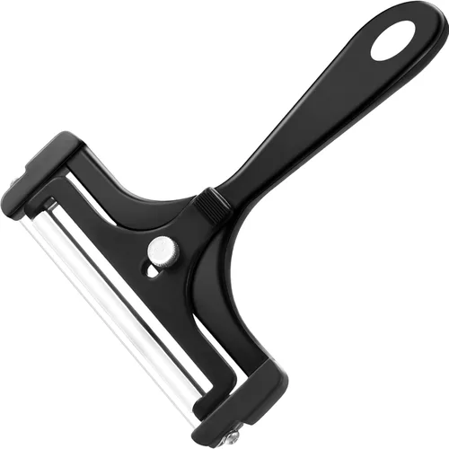 Cortador de queso con alambre de grosor ajustable, cortador de queso de mano de acero inoxidable para rebanadora suave y semicesora dura para Negro