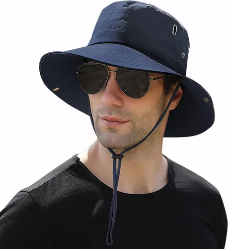 Miniatura 9 de Muryobao Men Sun Hat Summer Wide Brim UPF 50+ UV Protection Bucket Cap Waterproof Foldable Boonie Hats for Safari Fishing