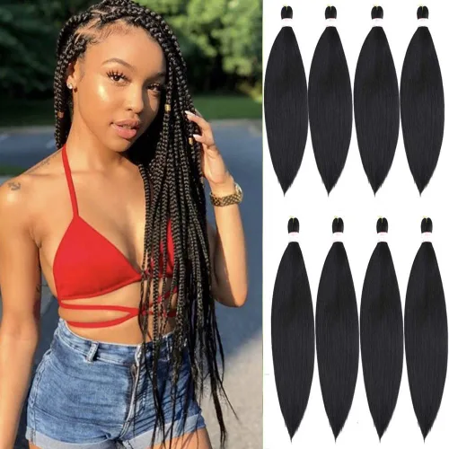 Miniatura 39 de BEFUNNY Cabello para Trenzar, Cabello para Trenzar Pre-Estirado, 24 Pulgadas 8 Paquetes Cabello Preestirado Ombré para Trenzas de Caja de Crochet