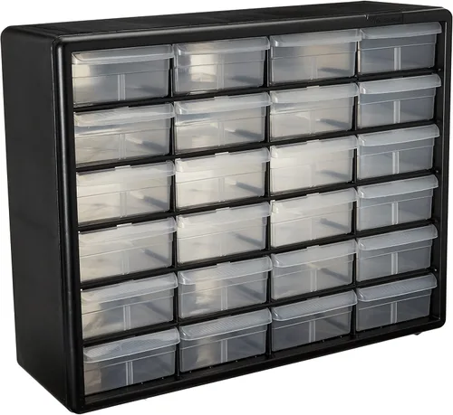 24 piezas de plástico para almacenamiento de herramientas y gabinete con cajones para manualidades de Akro-Mils 10124, medidas: 20 pulgadas x 16