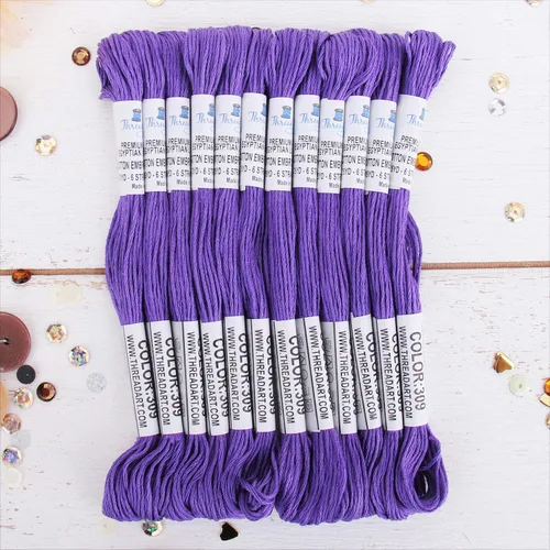 Miniatura 52 de 12 madejas ThreadArt Premium de hilo de bordar de algodón egipcio de fibra larga Gris antiguo 6 hilos divisibles de 8.75 yardas cada uno
