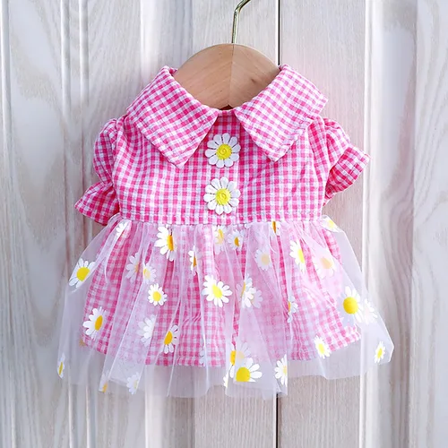 Ropa para perro, vestido floral para perros pequeños, niña, de verano, lindo vestido de princesa con lazo, Yorkies Chihuahua, ligero, transpirable,