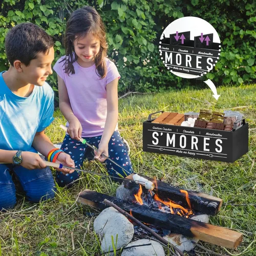 Miniatura 4 de Estación de S'Mores, Carro de S'Mores de Granja con Asas, Kit de S'Mores para Hoguera Caja de Fabricación de S'Mores, Estación de Barra de S'Mores