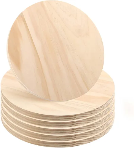 Miniatura 8 de SINJEUN Paquete de 2 placas redondas de madera de 12 pulgadas, letrero colgante de madera en blanco de 3/4 pulgadas de grosor, tableros de madera