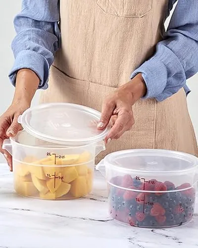 Miniatura 3 de Lumintrail Cambro Recipiente Redondo de Almacenamiento de Alimentos de 2 Cuartos, Paquete de 2 Translúcido, con Tapa Translúcida, Incluye Juego