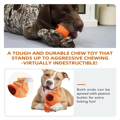 Miniatura 7 de Juguete masticable para perros congelados duraderos para masticadores agresivos, juguete dispensador interactivo para entrenamiento de jaula