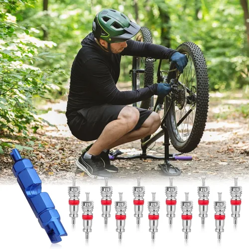 Miniatura 5 de Savita Kit de bicicleta con núcleo de válvula, núcleo de válvula de acero inoxidable para neumáticos, herramienta de extracción de núcleos
