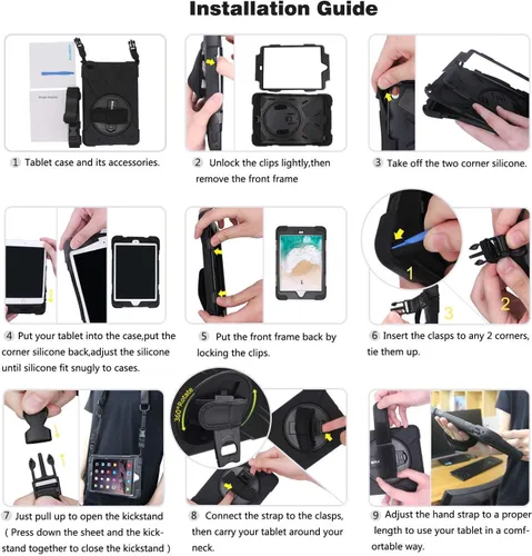 Miniatura 8 de BRAECN Funda para Samsung Galaxy Tab S5e de 10.5 pulgadas 2019, resistente a prueba de golpes con soporte giratorio 360/correa de mano y correa
