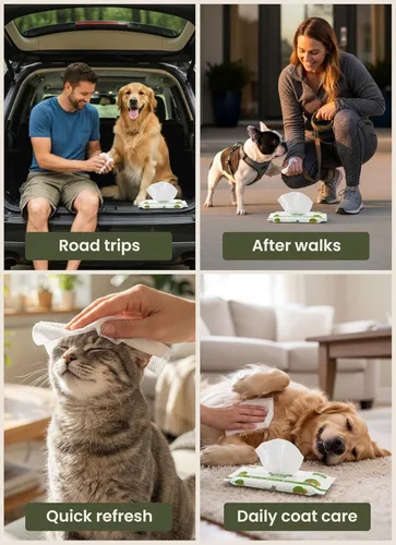 Miniatura 4 de Pogi's Paquetes de Viaje de Toallitas para Perros – Toallitas Hipoalergénicas para Mascotas para Patas, Cuerpo y Trasero – Limpieza e Hidratación