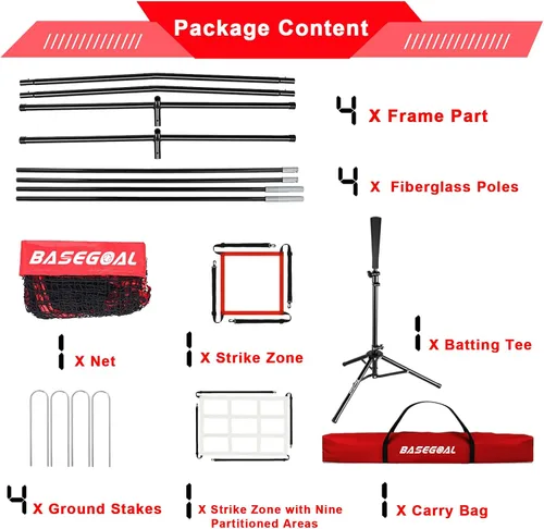 Miniatura 8 de BaseGoal Red de práctica de sóftbol de béisbol de 7 x 7 pies, respaldo de béisbol, con camiseta de bateo, para golpear lanzar, batear, atrapar