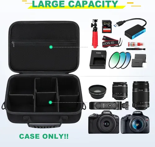 Miniatura 2 de BOVKE Funda de transporte para cámaras Canon EOS Rebel T7 / R50 / R6 Mark II / R100, estuche de almacenamiento para cámaras Canon, Sony, Nikon DSLR