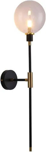KCO Lighting - Lámpara de pared industrial vintage, apliques de 1 luz, dorado y negro, moderno, lámpara de pared con pantalla de vidrio con brazo