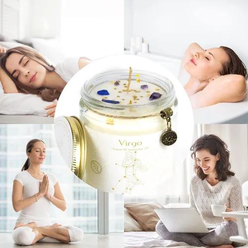 Miniatura 5 de Velas de signo del zodiaco, velas con signo de cristal del zodiaco, velas perfumadas de astrología, regalos para mejores amigos, mujeres, hombres