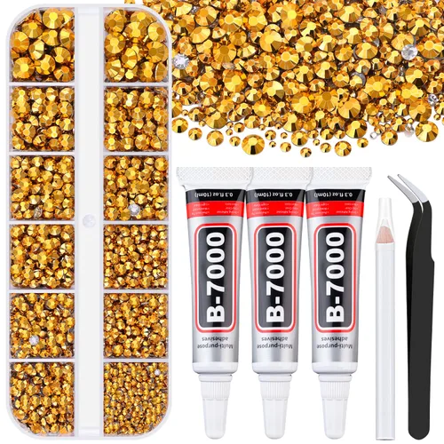 Miniatura 52 de 7000 diamantes de imitación de resina con pinzas para manualidades, diamantes de imitación de gelatina con parte trasera plana de 2/3/4/5/6mm, 4