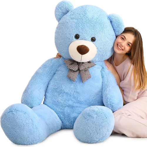 Miniatura 15 de MaoGoLan - Oso de peluche gigante de 52.0 pulgadas, peluche grande color canela con lindo moño y huellas, peluche suave de oso con moño para regalar