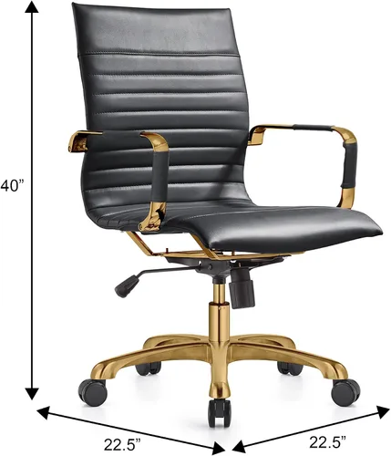 Miniatura 3 de LeisureMod Harris - Silla de oficina ejecutiva ergonómica moderna, silla de escritorio de piel con respaldo alto con altura ajustable, control