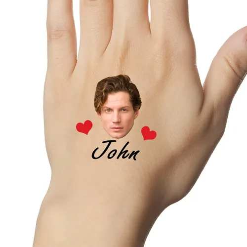 Miniatura 3 de YesCustom Tatuajes temporales personalizados con nombre, corazones de amor, tatuaje de cara falsa personalizada con foto para mujeres y hombres