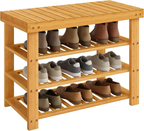 Miniatura 9 de SONGMICS Zapatero con asiento acolchado tapizado, estante de almacenamiento, organizador de zapatos, soporta hasta 350 libras, ideal para entrada