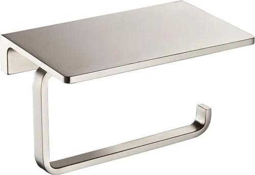 Miniatura 11 de Soporte de papel higiénico de doble rollo con estante de latón macizo y dispensador de pañuelos de estilo hotelero superior, almacenamiento