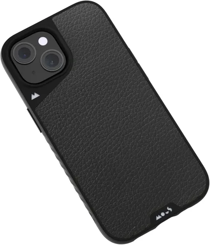 Mous - Funda para iPhone 15 compatible con MagSafe Limitless 5.0, cuero negro, funda protectora para iPhone 15, funda para teléfono a prueba de