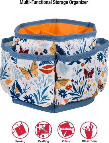 Miniatura 6 de SINGER Organizador giratorio de 360 grados para mesa, encimera, almacenamiento, suministros de costura, suministros de arte con compartimentos