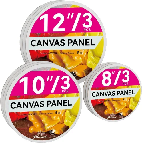 Miniatura 16 de PHOENIX - Juego de 12 paneles de lienzo de algodón con triple imprimación para pintura al óleo y acrílica Blanco